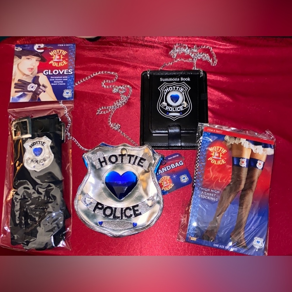 🎃 Halloween “Hottie Police” Accessories Summons Book/Stockings/Gloves/Handbag
